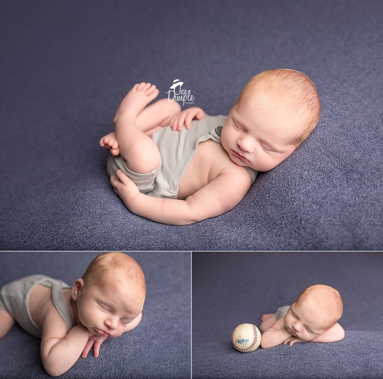 Newborn Baby Boy in Gray romper