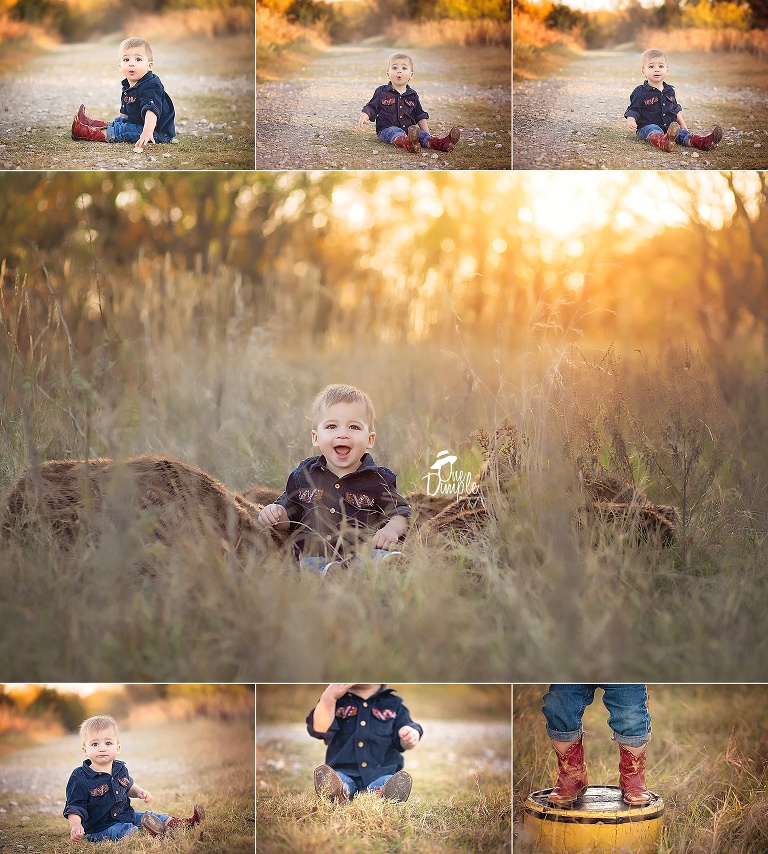 Outdoor 1 year session during golden hour