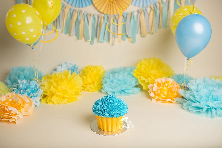 Yellow and blue cake smash 