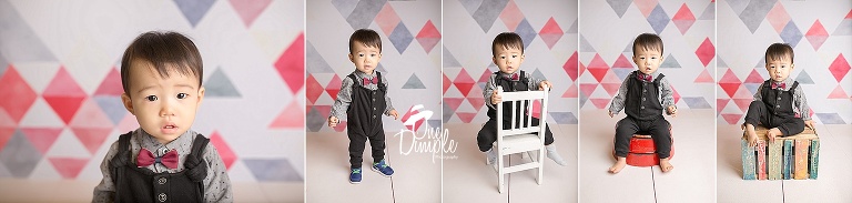 red and gray 1 year boy portraits