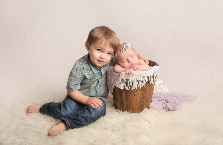 Posed Newborn and Big Brother Portrait 