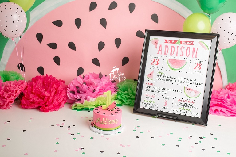 One Dimple Photography Fort Worth Cake Smash Photographer Custom Watermelon Cake Smash