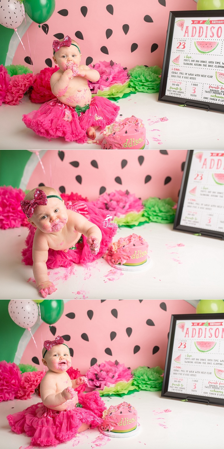 One Dimple Photography Fort Worth Cake Smash Photographer Watermelon Cake Smash Theme 