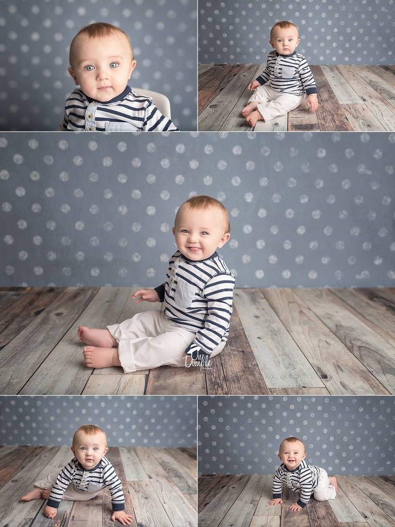 One Dimple Photography is a Dallas Fort Worth newborn and baby photographer. 7 month in studio milestone session 